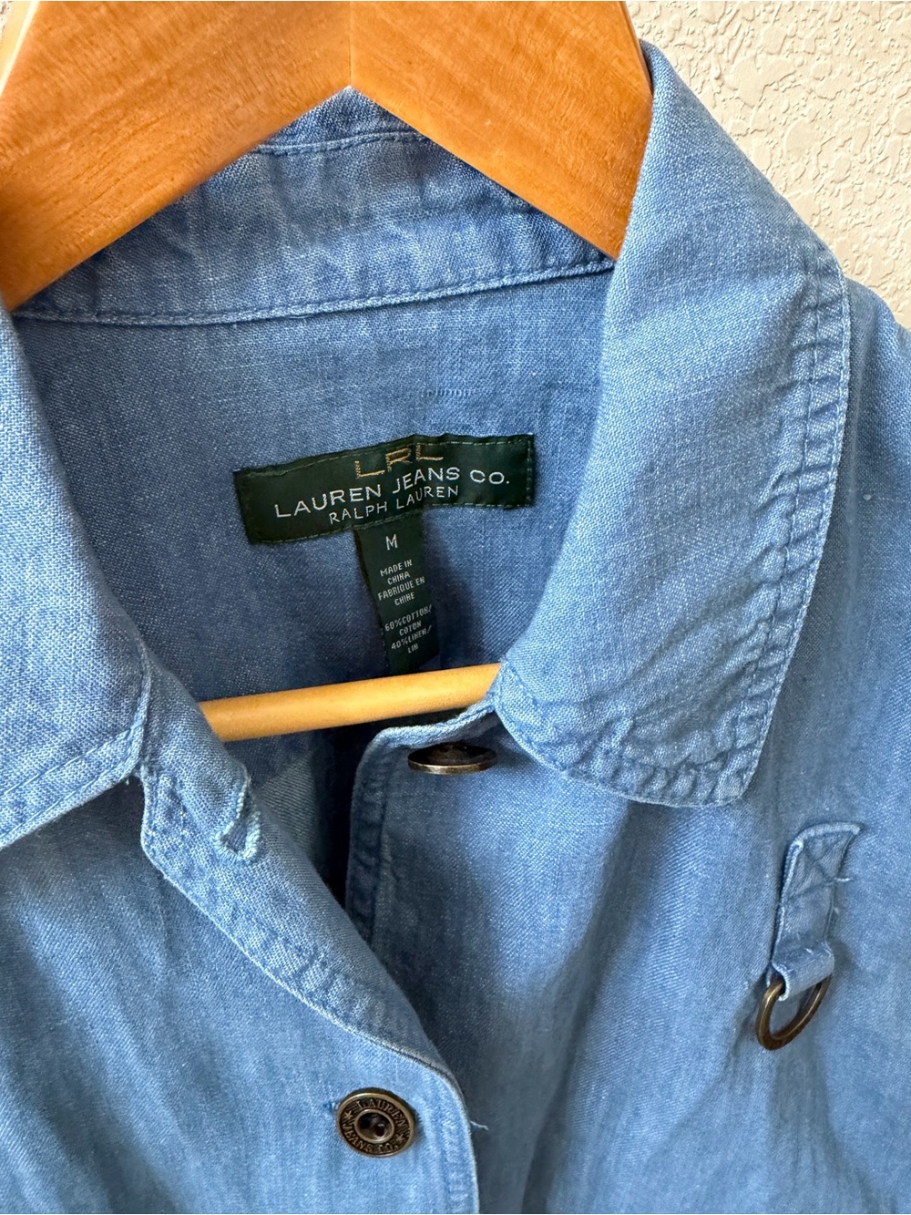 Lauren Ralph Lauren Light Blue Denim Utility Jacket (vintage) - Picture 3 of 3